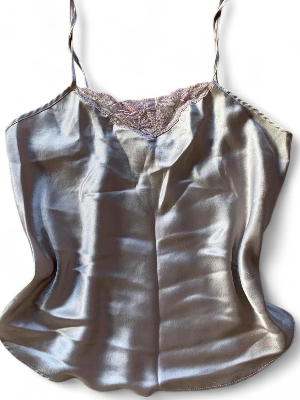 Vintage Montelle Silver-Pink Satin Cami Slip Tank Top Blouse Size 36